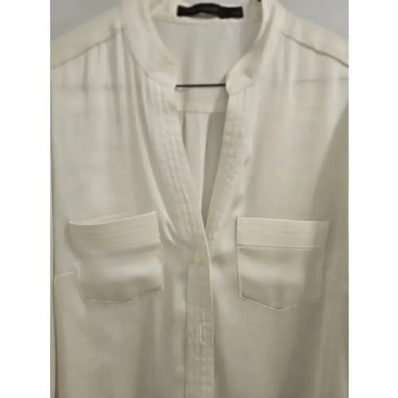 The Limited Womens Off White Cream 3/4 Roll Sleeve Blouse Size Small - Picture 2 of 12